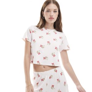 Pyjama à imprimé avec t-shirt crop top